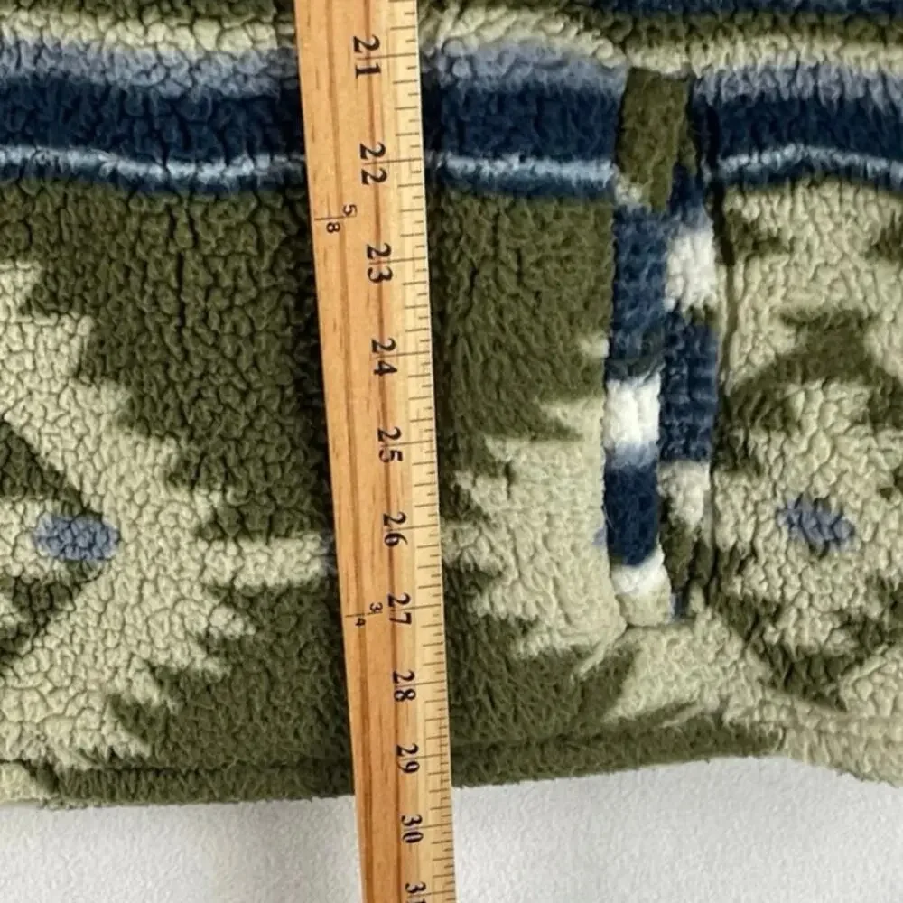 Wrangler Mens 1/4 Zip Sherpa Pullover SZ M Alpine Green Aztec Southwest